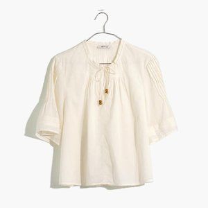 NWT Madewell x Warm Pintuck Tie-Neck Top